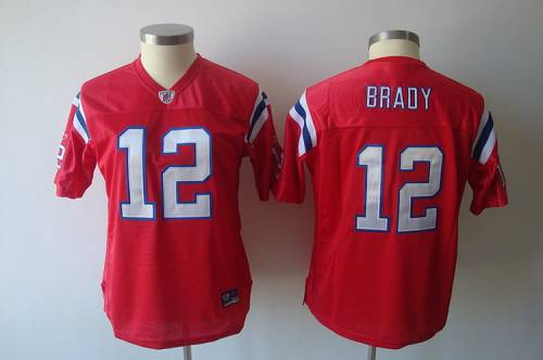 Patriots #12 Tom Brady Red Women's Alternate NFL Jersey - Click Image to Close